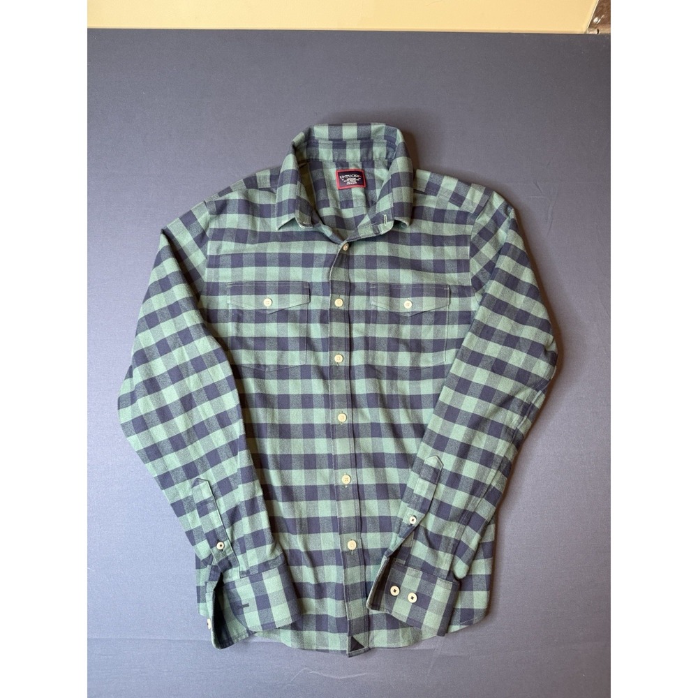 UNTUCKit Men's M Slim Fit Flannel Cotton Check Button-Up Shirt Pockets Green